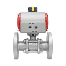 Válvula de Bola de Acero Inoxidable con Bridas Neumática 2 Vías de 3 Piezas DN15 PN40 Doble Efecto
