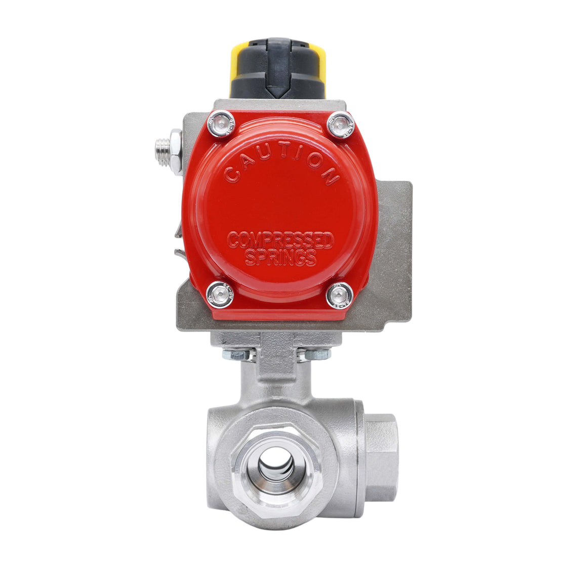 Válvula De Bola Neumática De 3 Vías G3/4'' Taladro En L Acero Inoxidable Doble Efecto