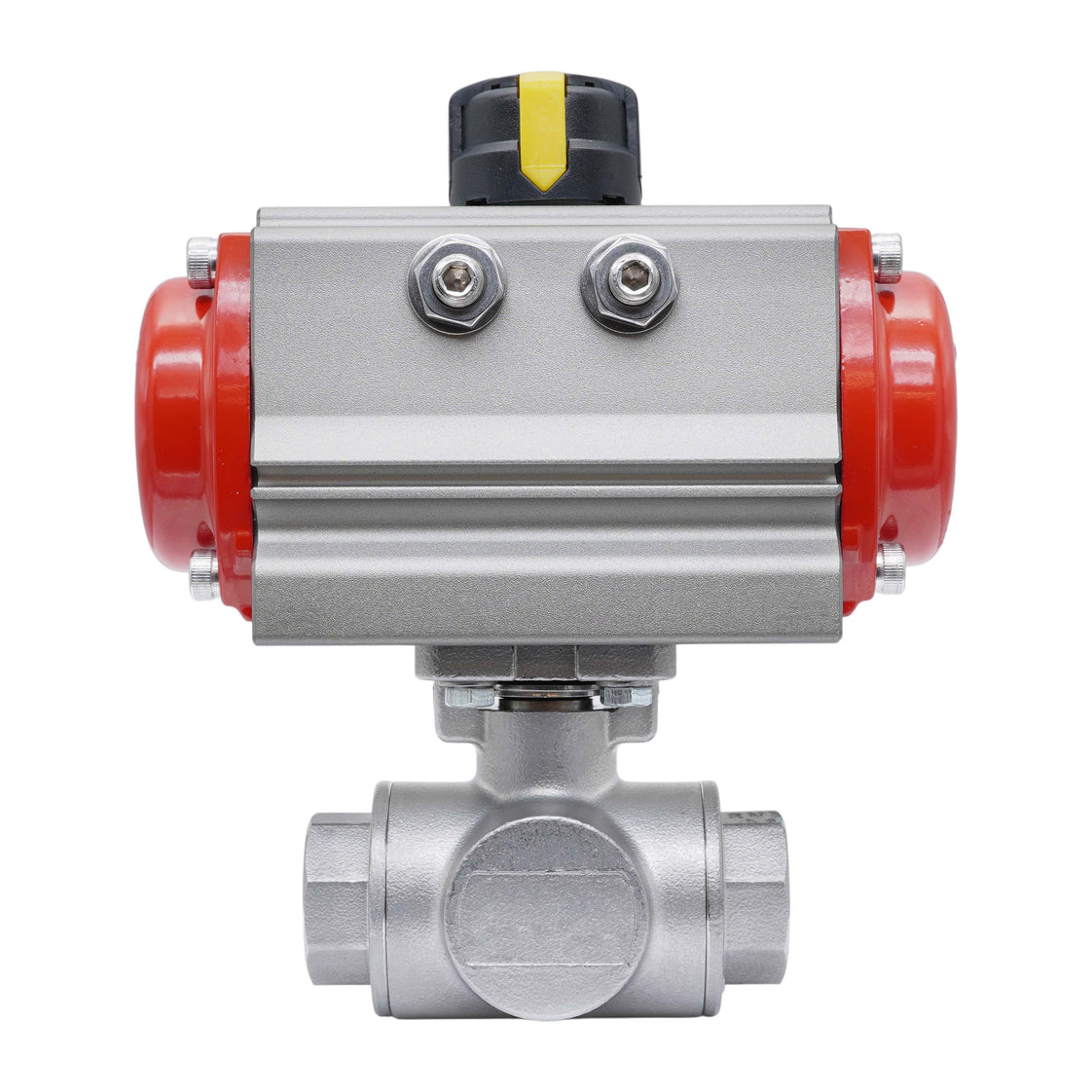 Válvula De Bola Neumática De 3 Vías G3/8'' Taladro En L Acero Inoxidable Doble Efecto