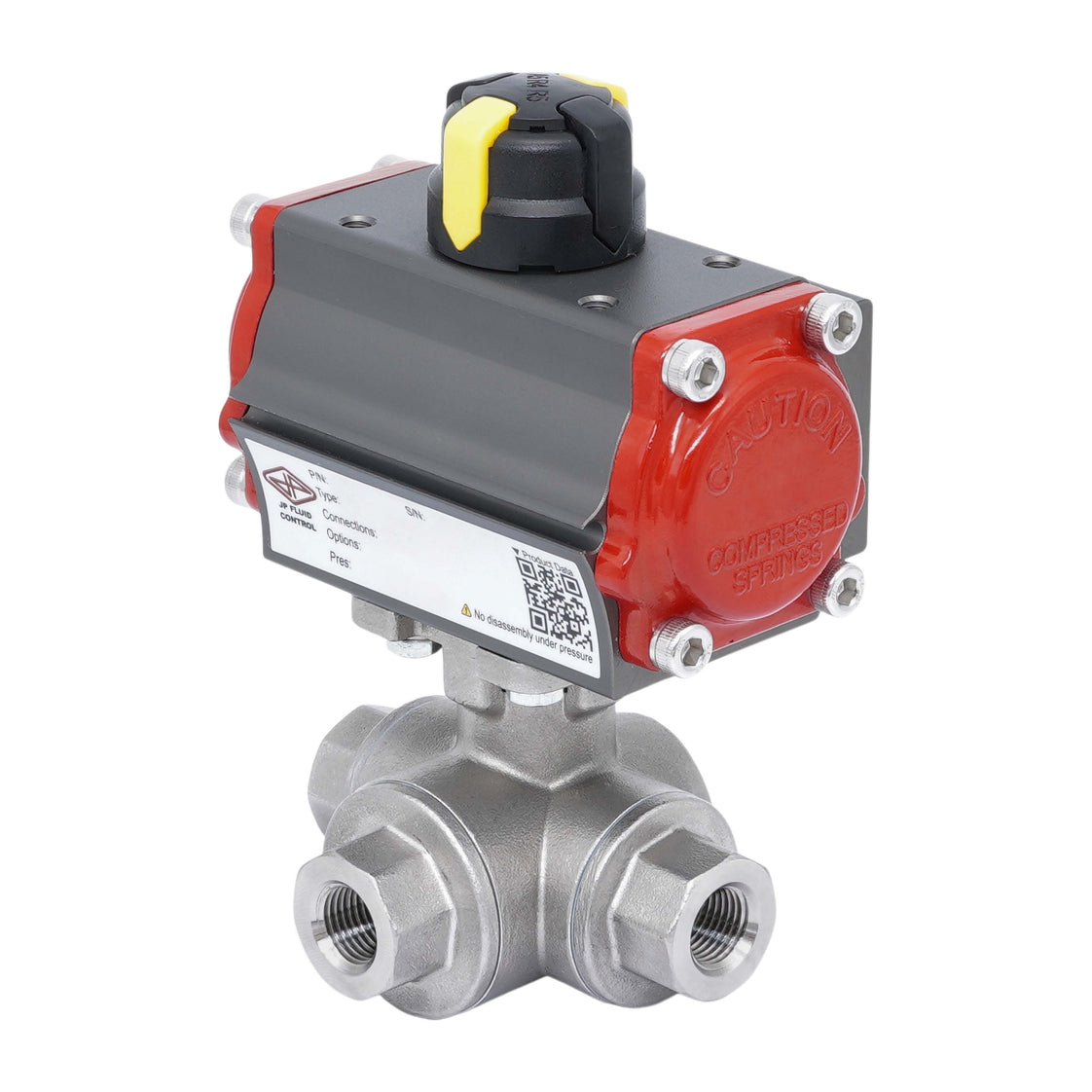 Válvula de Bola Neumática de Acero Inoxidable 3 Vías Rp 1'' L-Port Doble Efecto