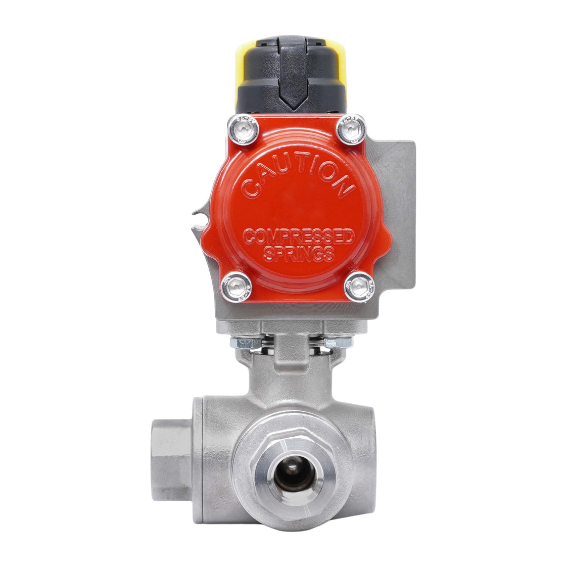 Válvula de Bola Neumática de Acero Inoxidable 3 Vías Rp 1'' L-Port Doble Efecto