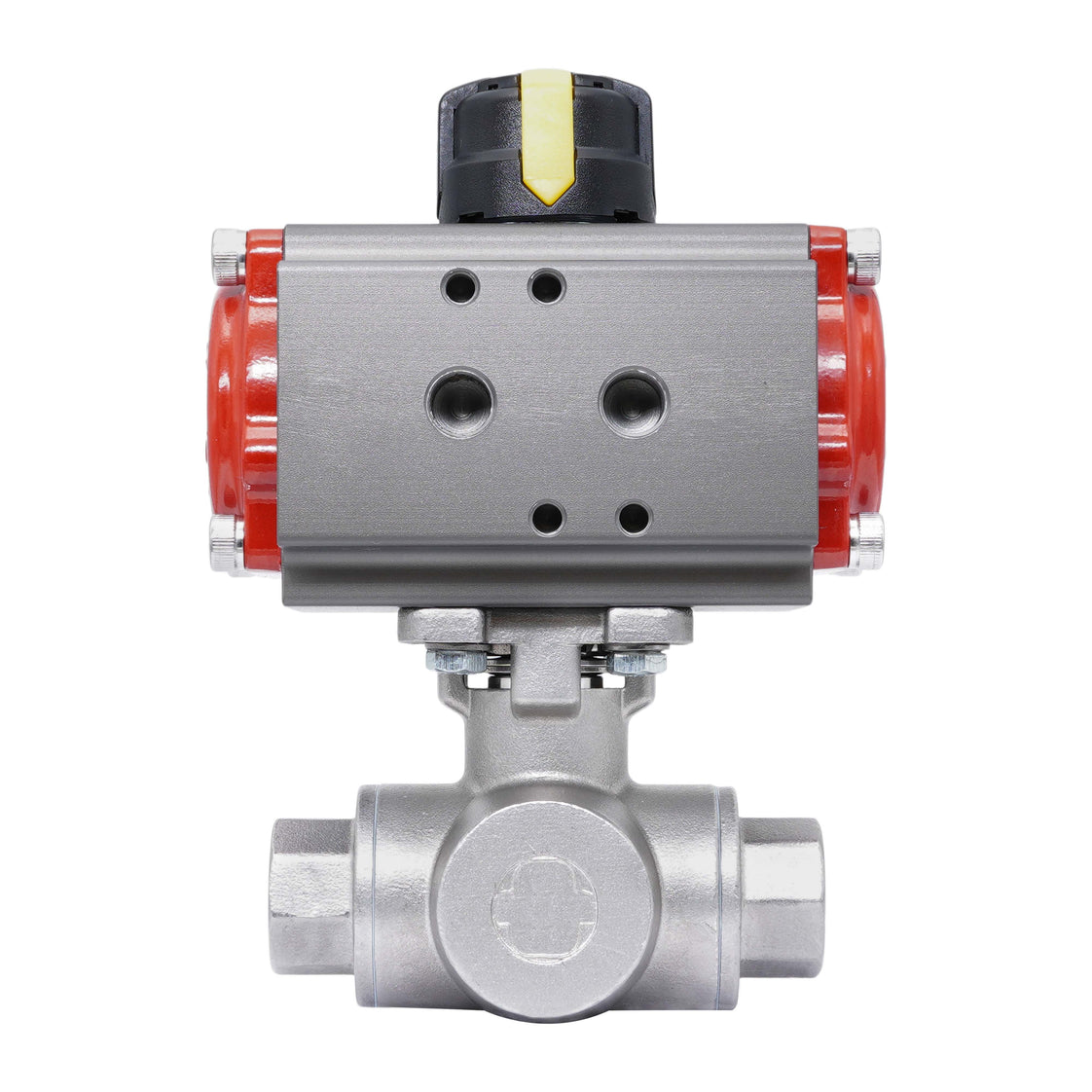 Válvula de Bola de Acero Inoxidable Neumática 3 Vías T-Port Rp 1'' Doble Efecto