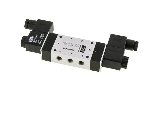5/3 G1/8'' Válvula solenoide de centro cerrado 115V AC 3-8bar/42-112psi Airtec
