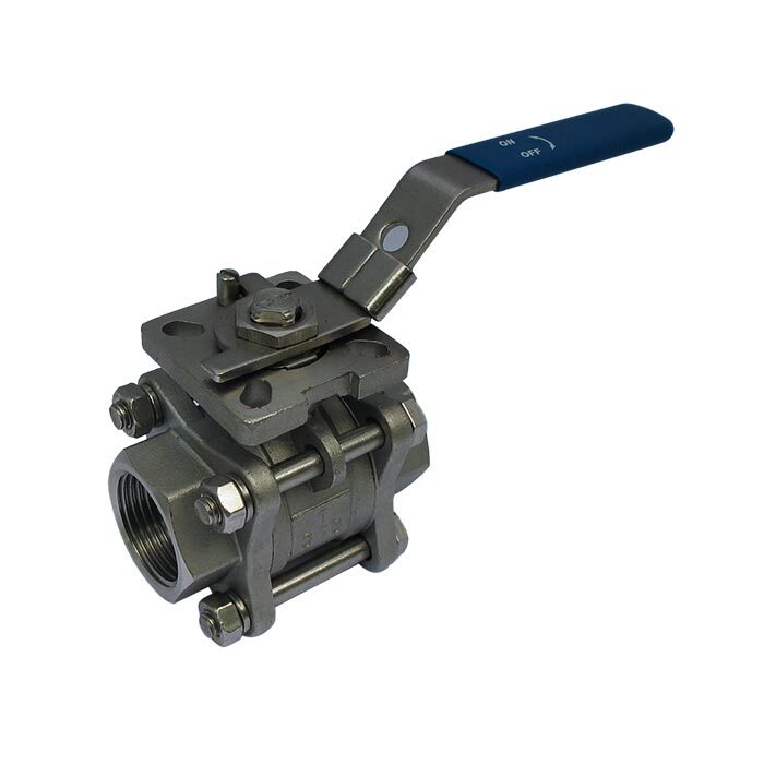 665 - Válvula de bola de 2 vías G2'' de 3 piezas de acero inoxidable de paso total ISO-Top