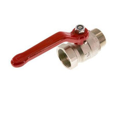 Válvula de bola de latón de macho a hembra R/Rp de 1-1/4 pulgadas compacta PN 25 de 2 vías