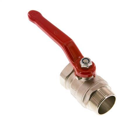Válvula de bola de latón de macho a hembra R/Rp de 1-1/4 pulgadas compacta PN 25 de 2 vías