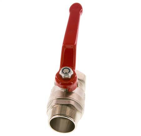 Válvula de bola de latón de macho a hembra R/Rp de 1-1/4 pulgadas compacta PN 25 de 2 vías