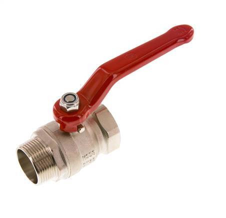 Válvula de bola de latón de macho a hembra R/Rp de 1-1/4 pulgadas compacta PN 25 de 2 vías