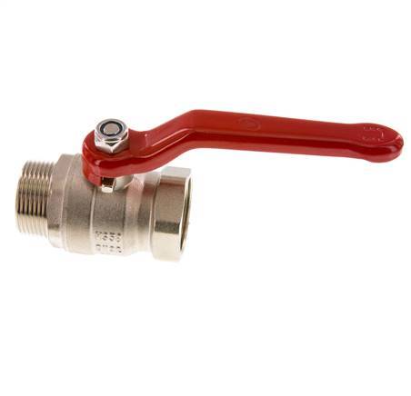 Válvula de bola de latón de macho a hembra R/Rp de 1-1/4 pulgadas compacta PN 25 de 2 vías
