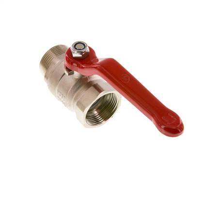 Válvula de bola de latón de macho a hembra R/Rp de 1-1/4 pulgadas compacta PN 25 de 2 vías