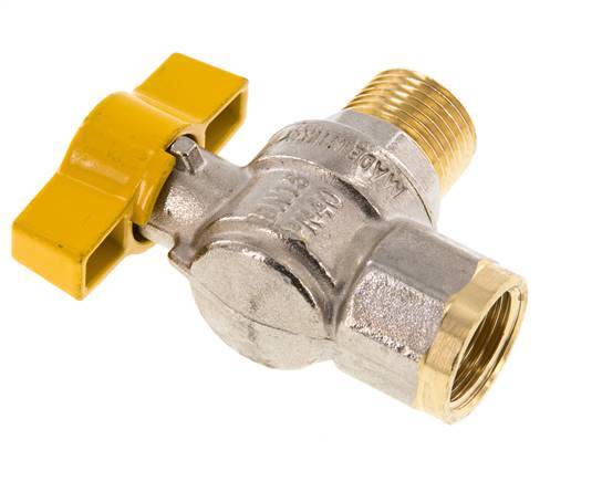 Válvula de bola de latón macho a hembra R/Rp de 1/2 pulgada de gas de 2 vías en ángulo recto