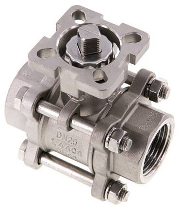 Válvula de bola de acero inoxidable de 2 vías G1'' de 3 piezas de paso total ISO-Top - BL2SA3