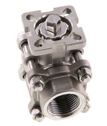 Válvula de bola de acero inoxidable de 2 vías G1'' de 3 piezas de paso total ISO-Top - BL2SA3