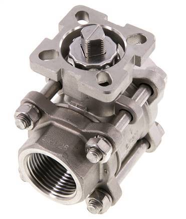 Válvula de bola de acero inoxidable de 2 vías G1'' de 3 piezas de paso total ISO-Top - BL2SA3