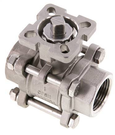 Válvula de bola de acero inoxidable de 2 vías G1'' de 3 piezas de paso total ISO-Top - BL2SA3