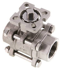 Válvula de bola de acero inoxidable de 2 vías G1'' de 3 piezas de paso total ISO-Top - BL2SA3