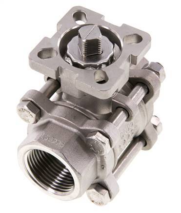 Válvula de bola de acero inoxidable de 2 vías G1'' de 3 piezas de paso total ISO-Top - BL2SA3