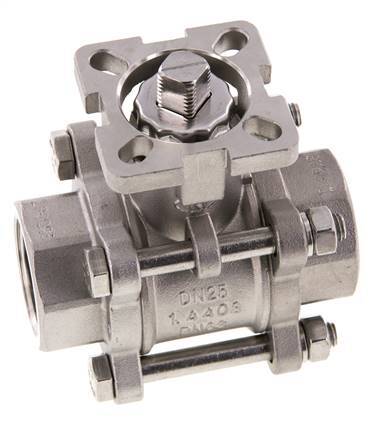 Válvula de bola de acero inoxidable de 2 vías G1'' de 3 piezas de paso total ISO-Top - BL2SA3