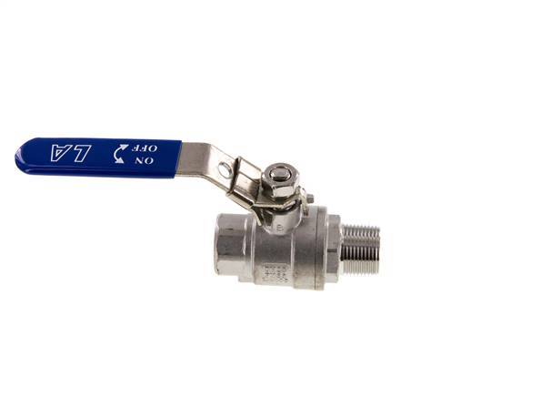 Válvula de bola de acero inoxidable de 2 vías macho a hembra R/Rp 3/4 pulgadas PN 63