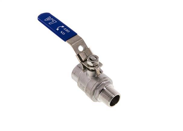 Válvula de bola de acero inoxidable de 2 vías macho a hembra R/Rp 3/4 pulgadas PN 63