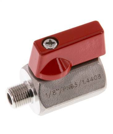 Válvula de bola de acero inoxidable de 2 vías de 1/8 de pulgada macho a hembra 63 Bar