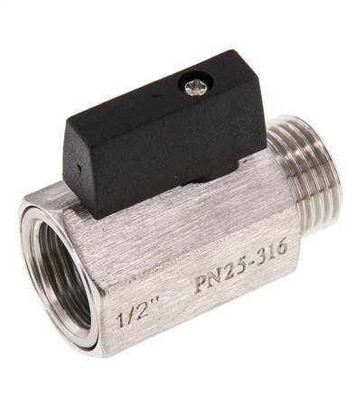 Válvula de bola de acero inoxidable de 2 vías, macho a hembra, de 1/2 pulgada, 25 bar