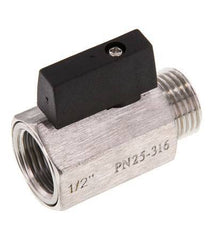 Válvula de bola de acero inoxidable de 2 vías, macho a hembra, de 1/2 pulgada, 25 bar