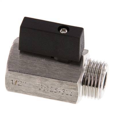 Válvula de bola de acero inoxidable de 2 vías, macho a hembra, de 1/2 pulgada, 25 bar