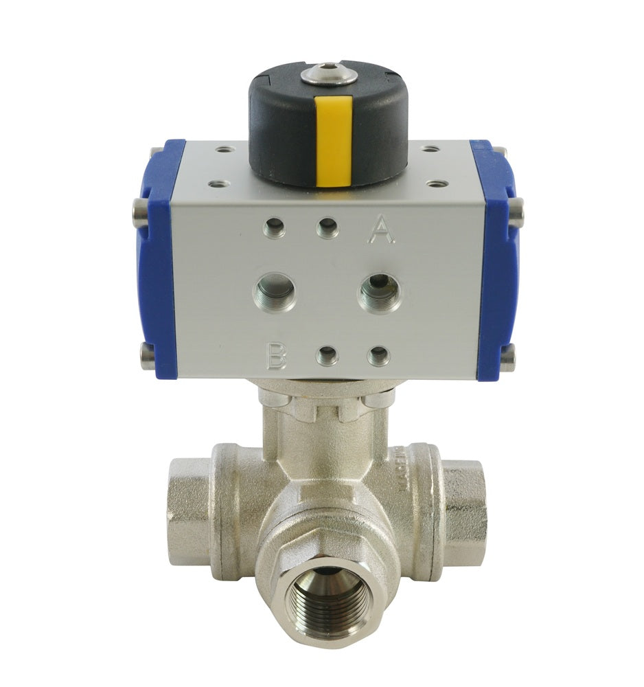 Válvula De Bola Pneumática De 3 Vías En Latón De G1/2'' Doble Efecto - BL3BA