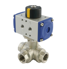 Válvula De Bola Pneumática De 3 Vías En Latón De G1/2'' Doble Efecto - BL3BA