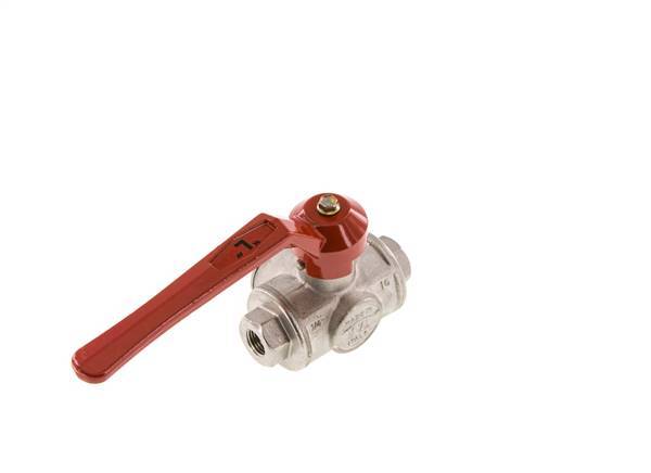 Válvula de bola de 3 vías en L G1/4'' Latón PTFE/NBR 55 bar - BL3BM