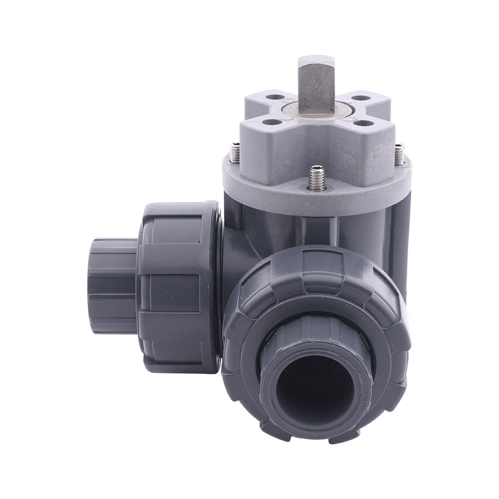 G2'' válvula de bola PVC de 3 vías taladro en T ISO-Top F05 10 bar PTFE/EPDM