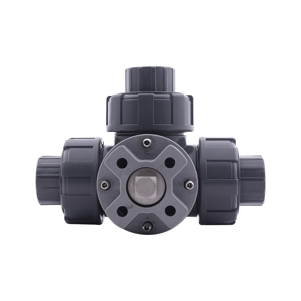 Manguito para Cementar 25 mm L-bore Válvula de Bola PVC de 3 Vías ISO-Top 10 bar PTFE/EPDM