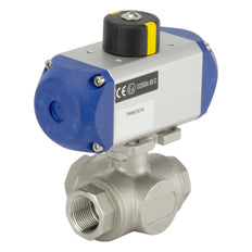 Válvula De Bola Neumática De 3 Vías En Acero Inoxidable G3/8'' De Doble Efecto - BL3SA