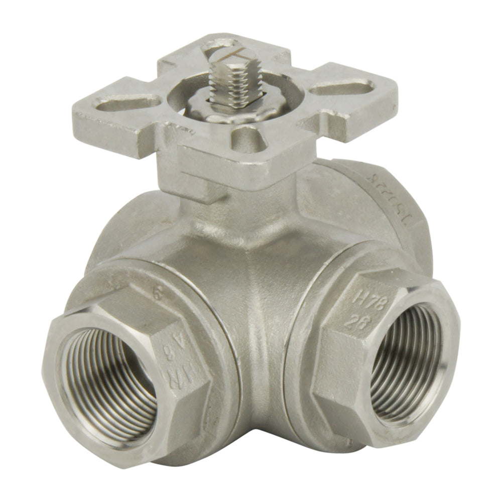 Válvula De Bola Pneumática T-port De Acero Inoxidable De Doble Efecto G3/4'' - BL3SA