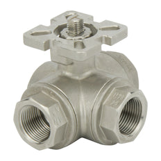 Válvula de bola neumática G1/4'' de 3 vías y puerto en L de acero inoxidable y doble efecto - BL3SA