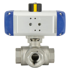 Válvula de bola neumática de acero inoxidable de 3 vías y doble efecto - BL3SA
