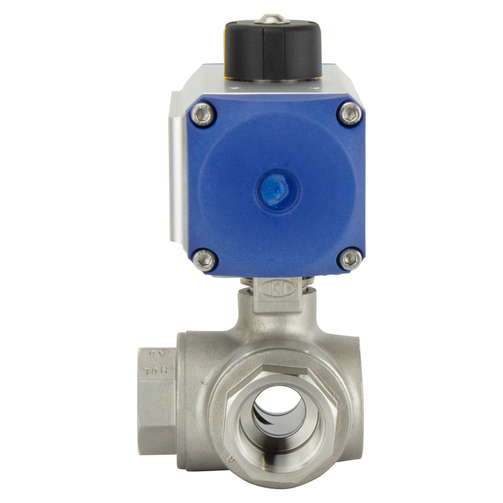 Válvula de bola neumática de acero inoxidable de 3 vías y doble efecto - BL3SA
