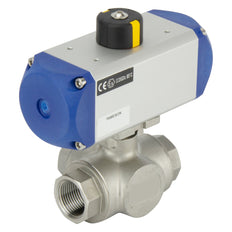 Válvula de bola neumática de acero inoxidable de 3 vías y doble efecto - BL3SA