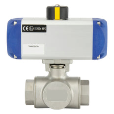 Válvula de bola neumática de acero inoxidable de 3 vías y doble efecto - BL3SA