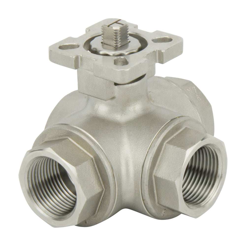 Válvula de bola neumática de acero inoxidable de 3 vías y doble efecto - BL3SA