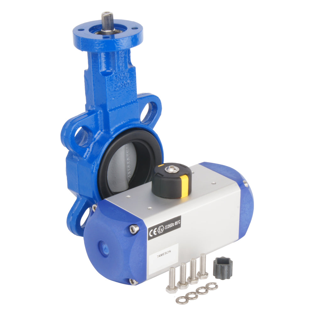Válvula de mariposa neumática tipo wafer DN40 (1-1/2 pulgadas) GG25-Acero inoxidable-NBR Doble efecto - BFLW