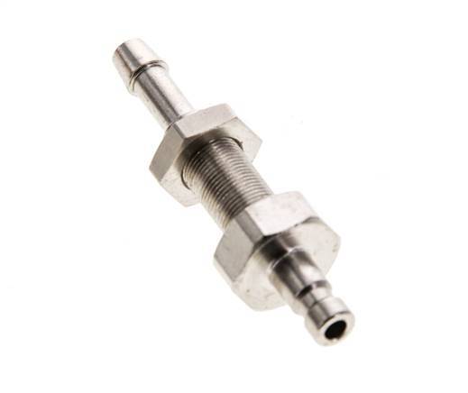 Nickel-plated Brass DN 2.7 (Micro) Air Coupling Plug 4 mm Hose Pillar Bulkhead