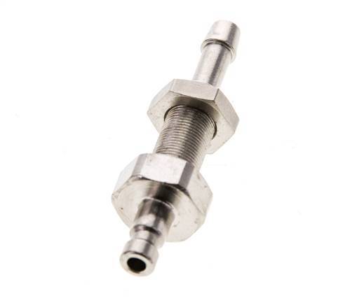 Nickel-plated Brass DN 2.7 (Micro) Air Coupling Plug 4 mm Hose Pillar Bulkhead