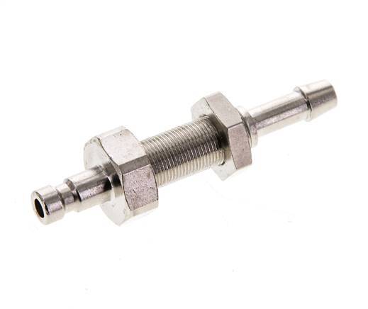 Nickel-plated Brass DN 2.7 (Micro) Air Coupling Plug 4 mm Hose Pillar Bulkhead