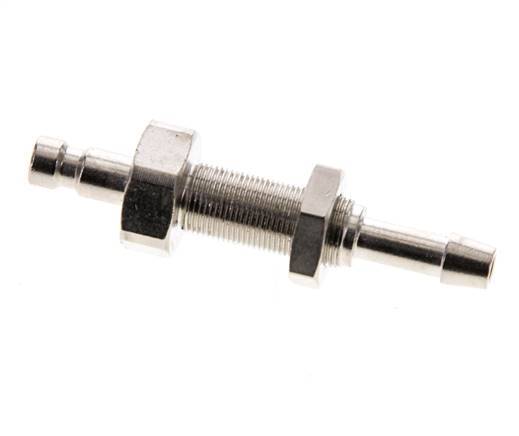 Nickel-plated Brass DN 2.7 (Micro) Air Coupling Plug 4 mm Hose Pillar Bulkhead