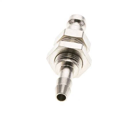 Latón niquelado Tapón de acoplamiento de aire DN 5 Pasamuros para manguera de 6 mm