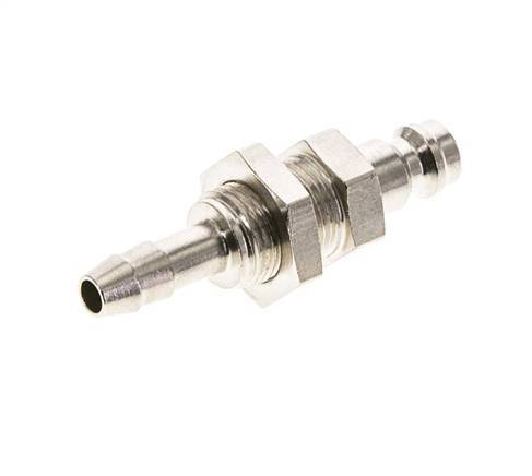 Latón niquelado Tapón de acoplamiento de aire DN 5 Pasamuros para manguera de 6 mm