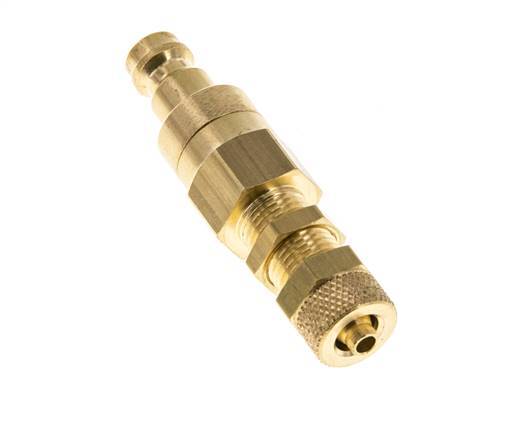 Latón DN 5 Acoplamiento de Aire Tapón 4x6 mm Tuerca de Unión Mampara Doble Cierre