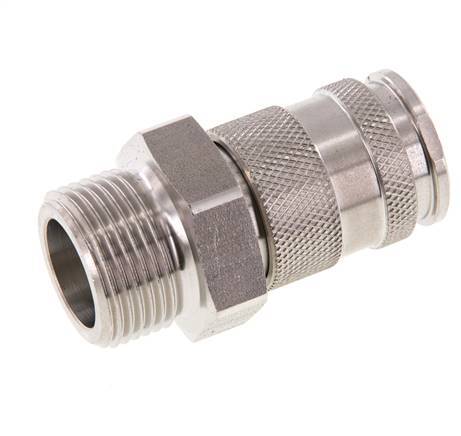 Acoplamiento de aire de acero inoxidable DN 10 Enchufe G 3/4 de pulgada macho de doble cierre